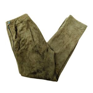 VTG 80S Suede "Leathercraft Process" Cigarette Pants, Olive Green, Hi-Waist Sz 4